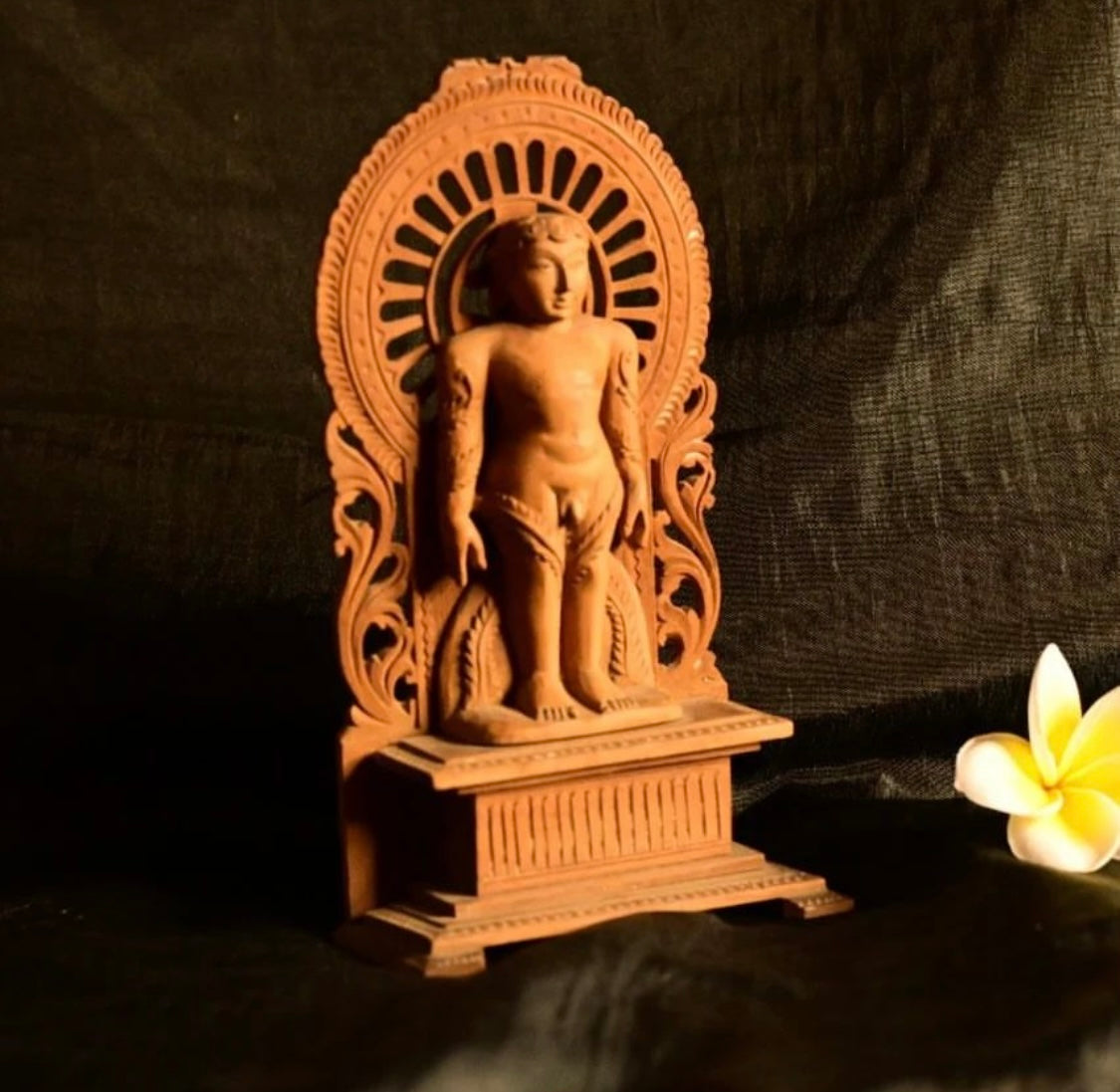 Sandalwood Rare Jain Digambara Tirthanhara Standing in Kayotsarga Meditation Posture - Malji Arts