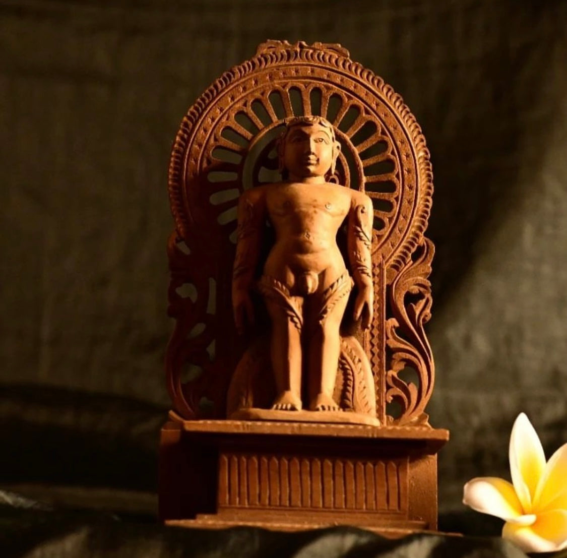 Sandalwood Rare Jain Digambara Tirthanhara Standing in Kayotsarga Meditation Posture - Malji Arts