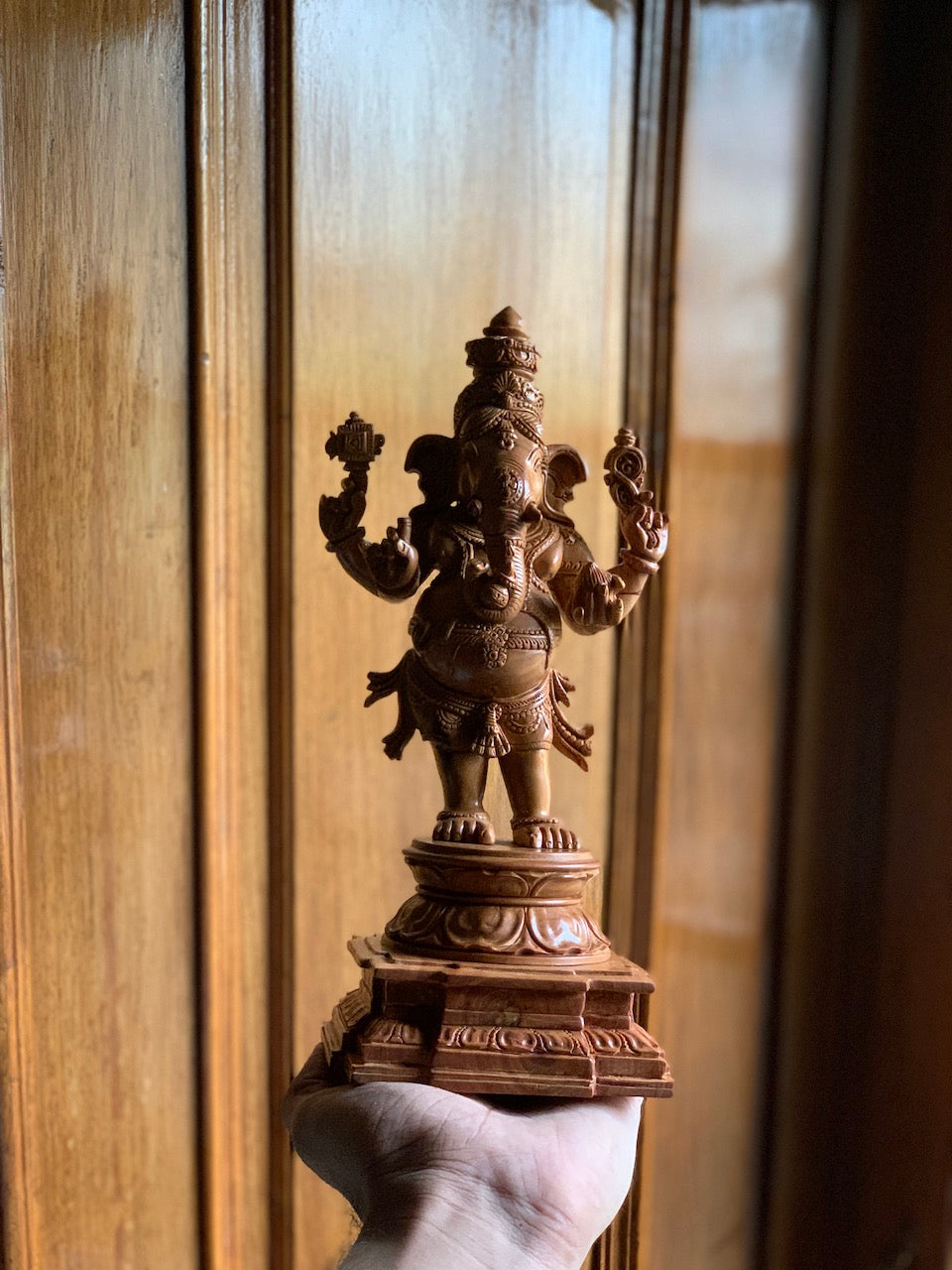 Sandalwood Standing Ganesha Indian Style Statue - Malji Arts
