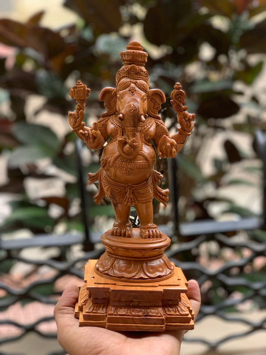 Sandalwood Standing Ganesha Indian Style Statue - Malji Arts