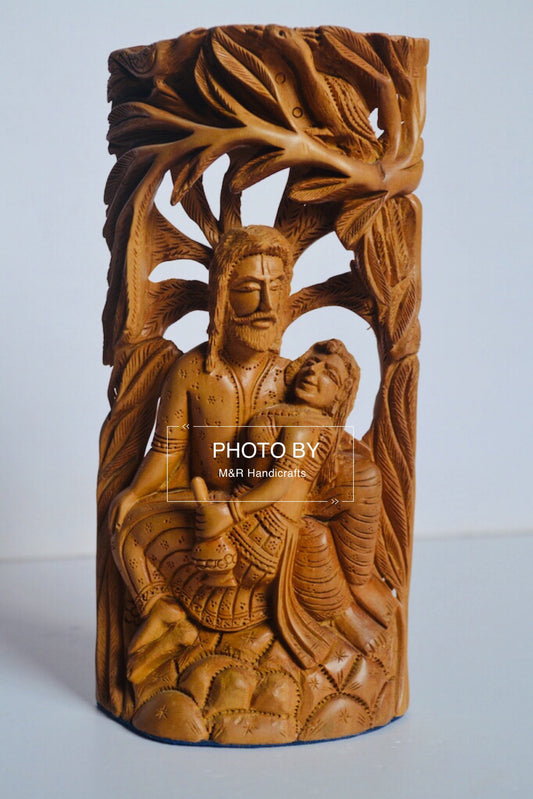 Sandalwood Carved Mughal Love Scene Statue - Malji Arts