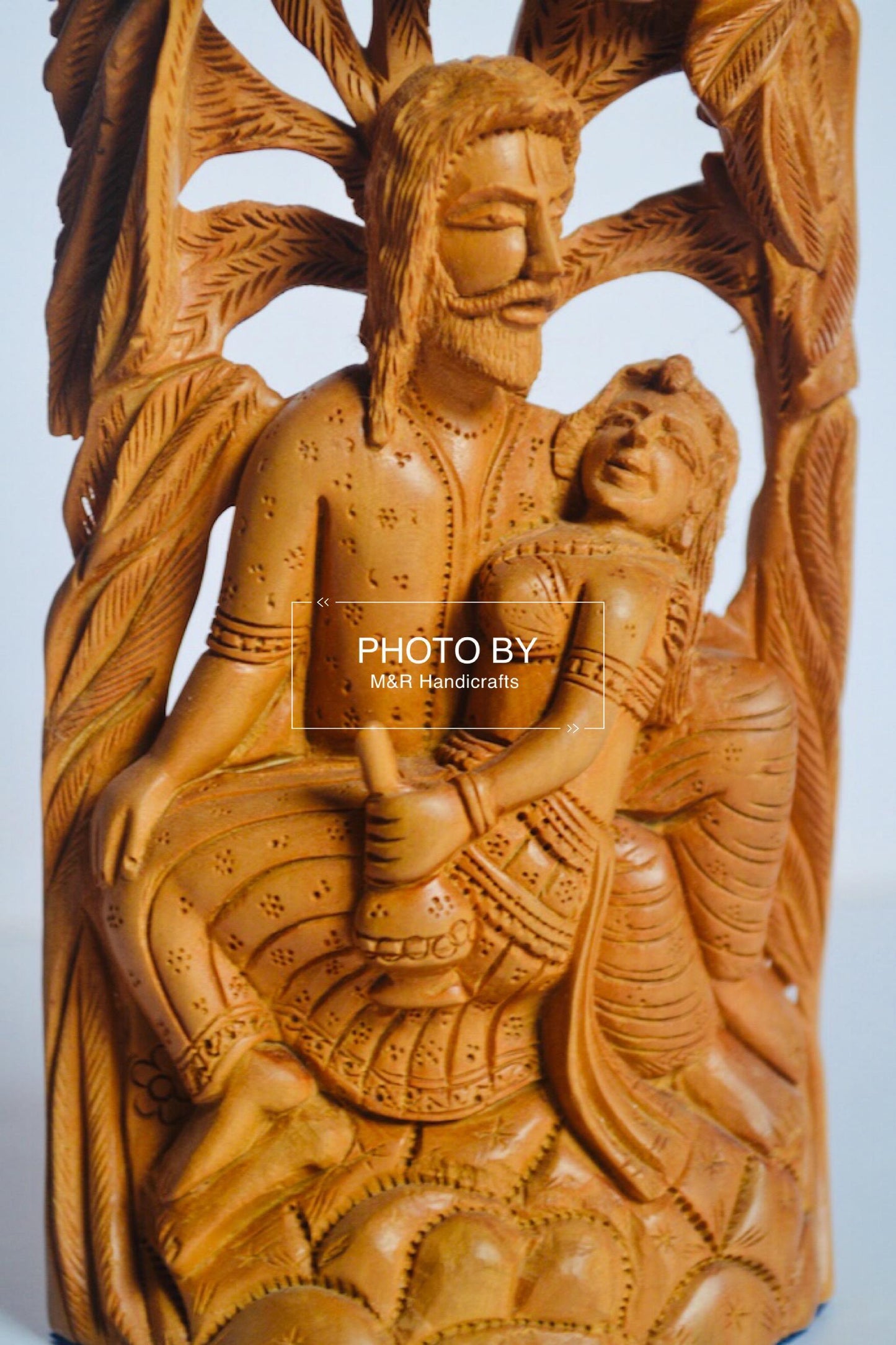 Sandalwood Carved Mughal Love Scene Statue - Malji Arts
