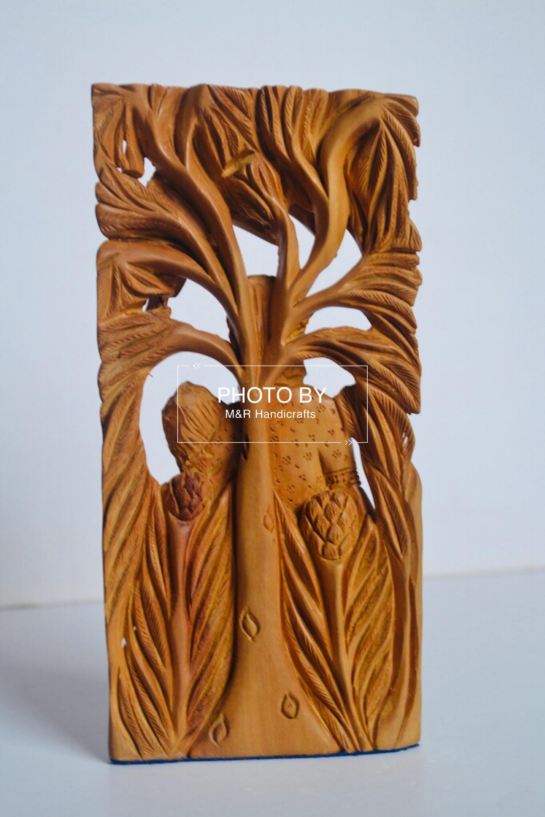 Sandalwood Carved Mughal Love Scene Statue - Malji Arts