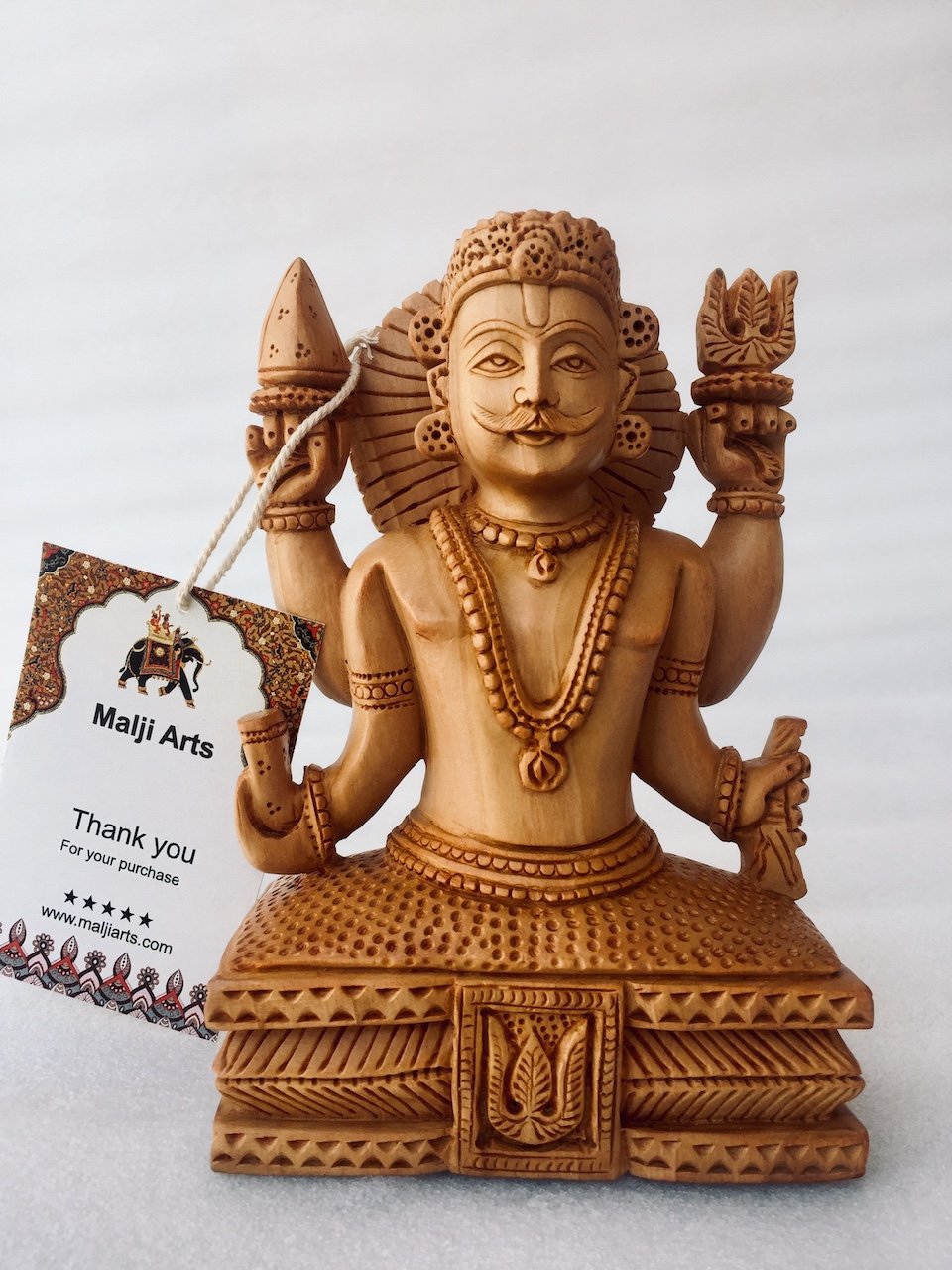 Wooden Hand Carved Nakoda Bhairav Statue - Malji Arts