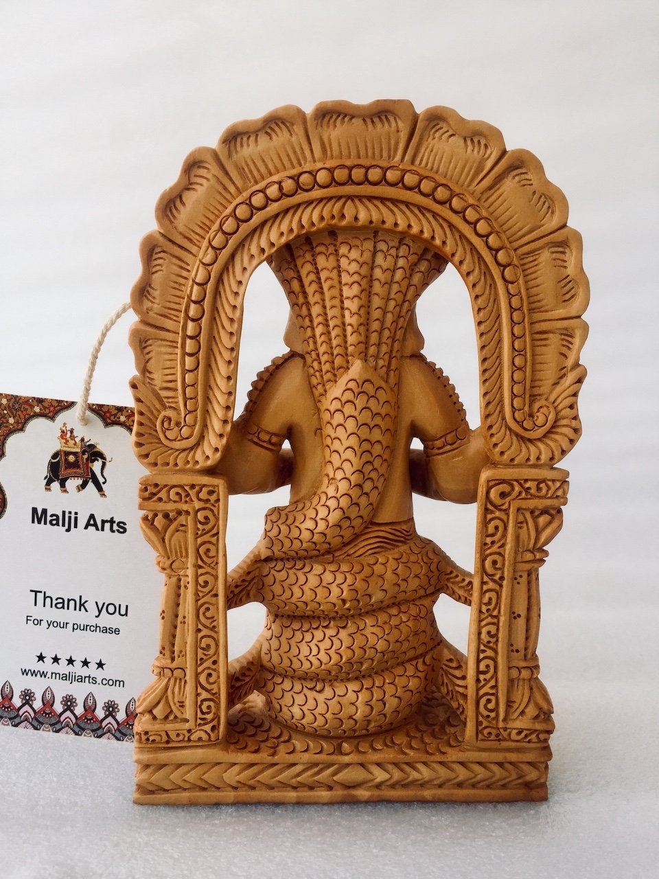 Wooden Hand Carved Fine Patanjali Statue - Malji Arts