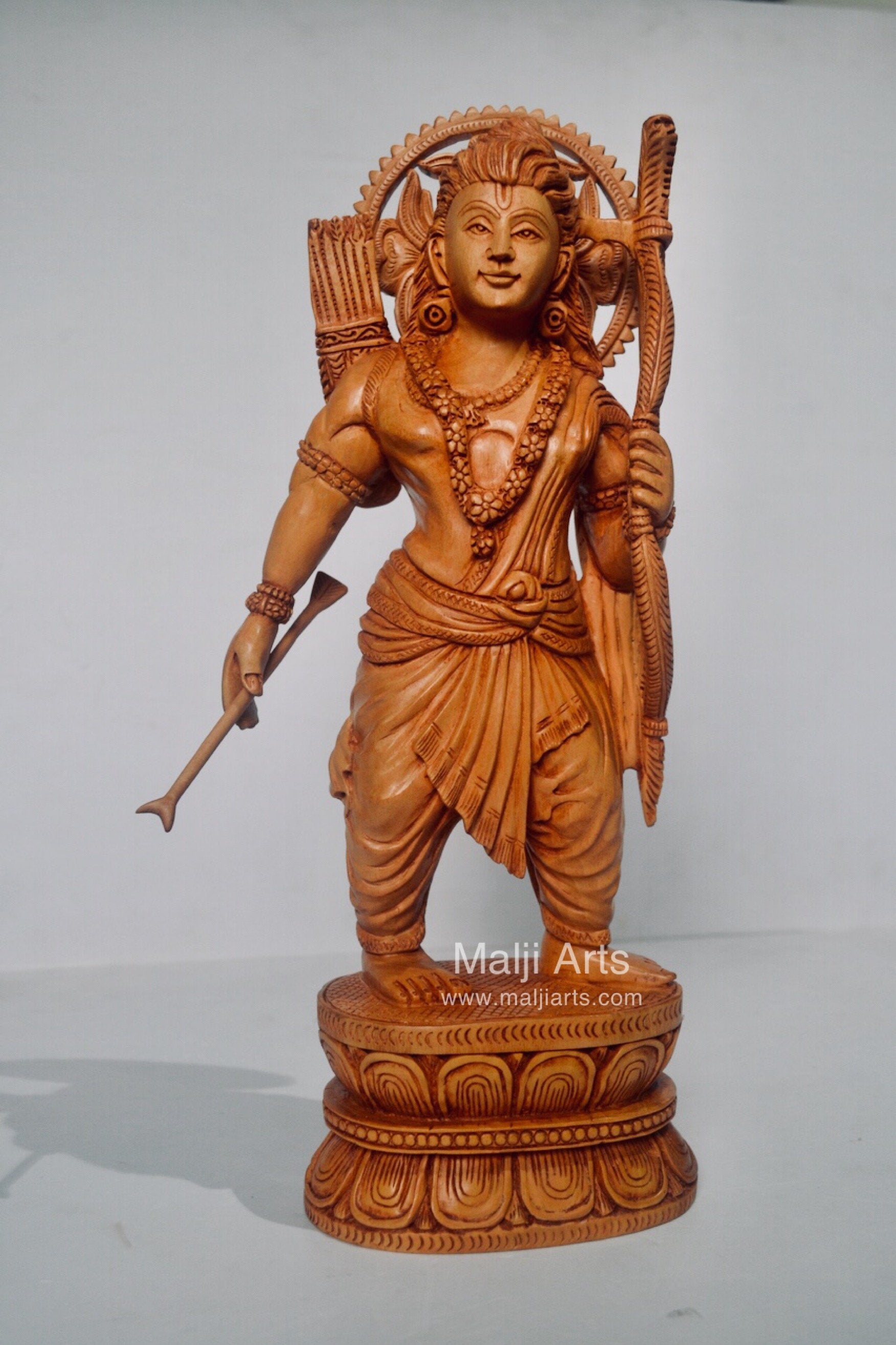 Wooden Ayodhya Temple Rama Statue - Malji Arts