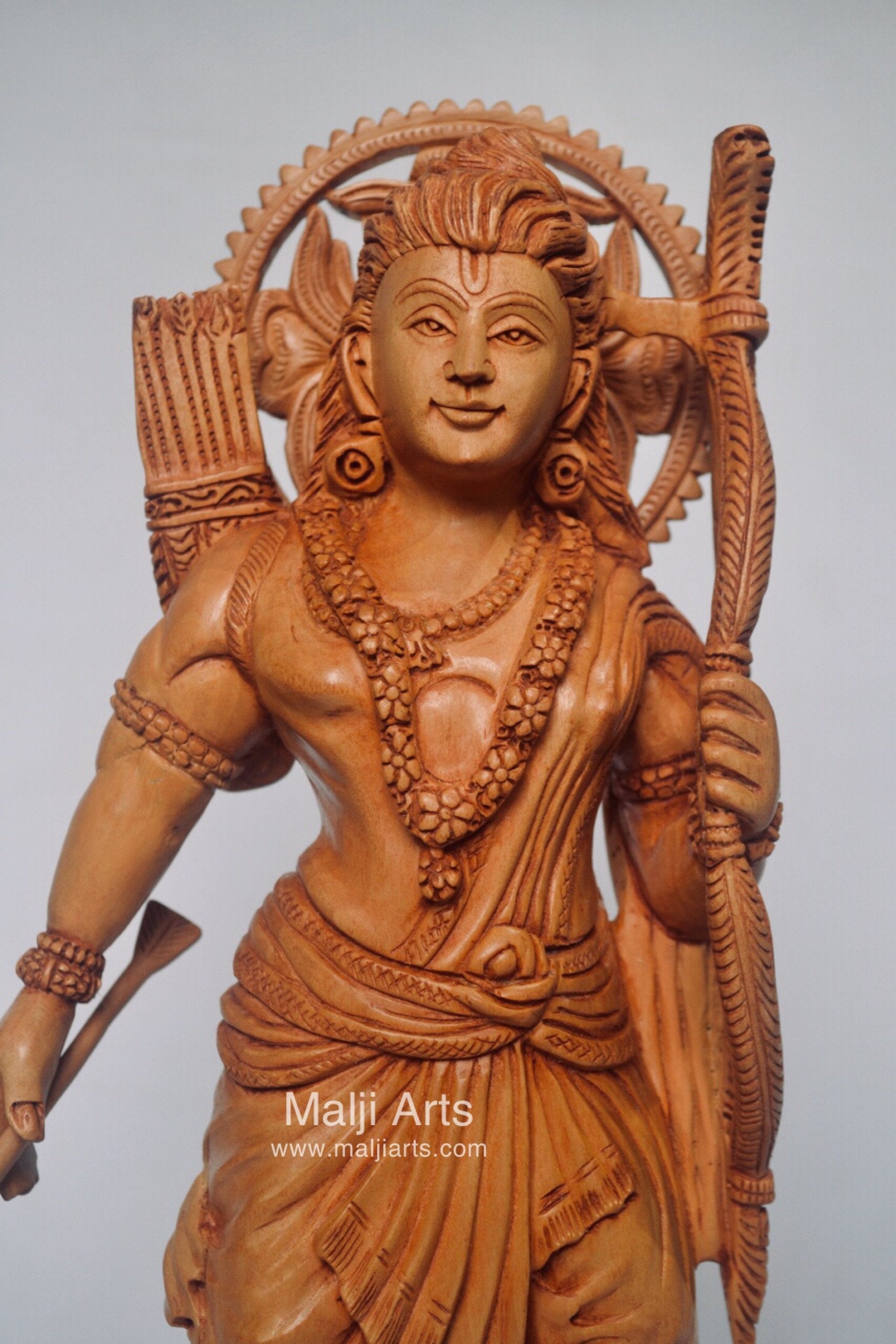 Wooden Ayodhya Temple Rama Statue - Malji Arts