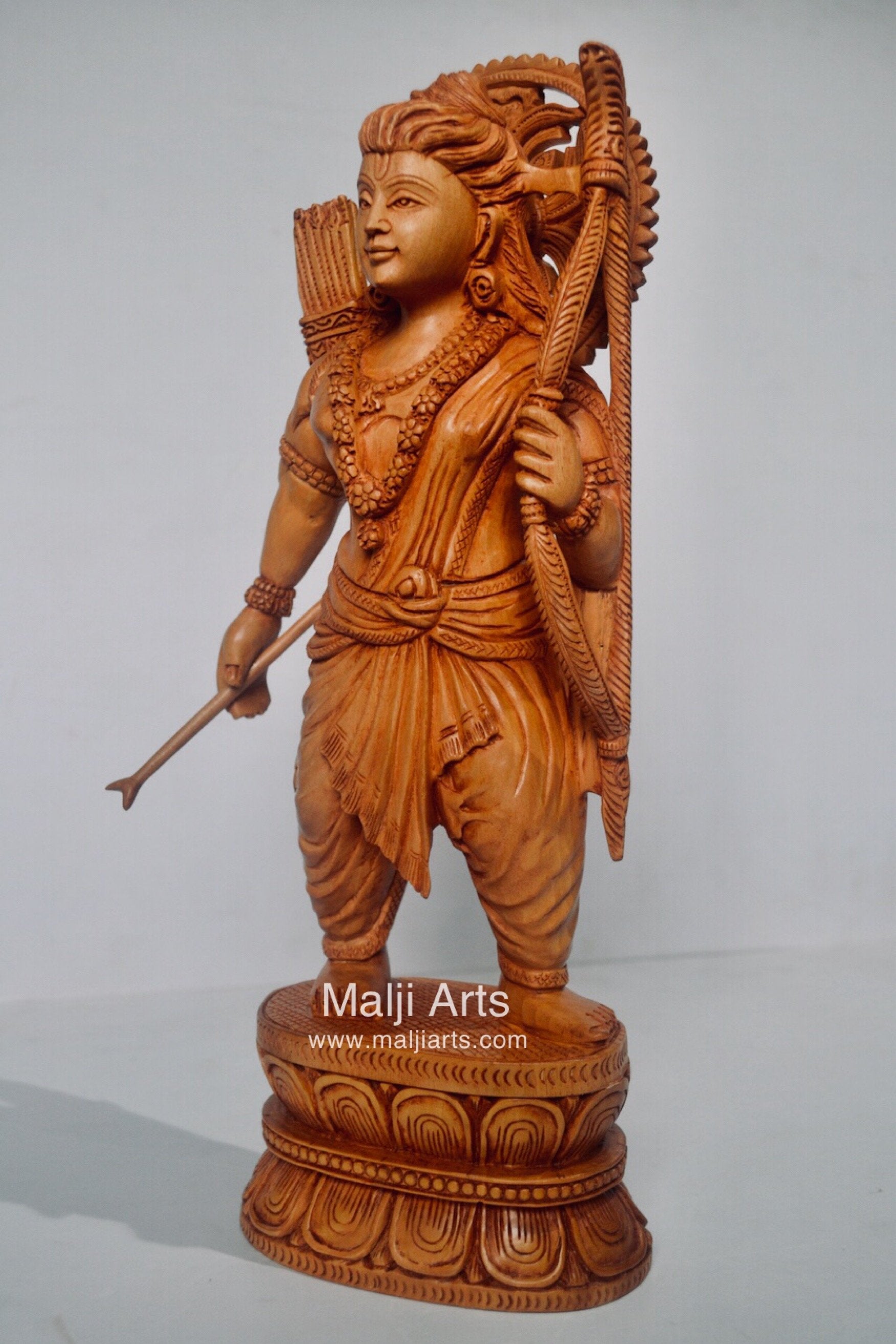 Wooden Ayodhya Temple Rama Statue - Malji Arts
