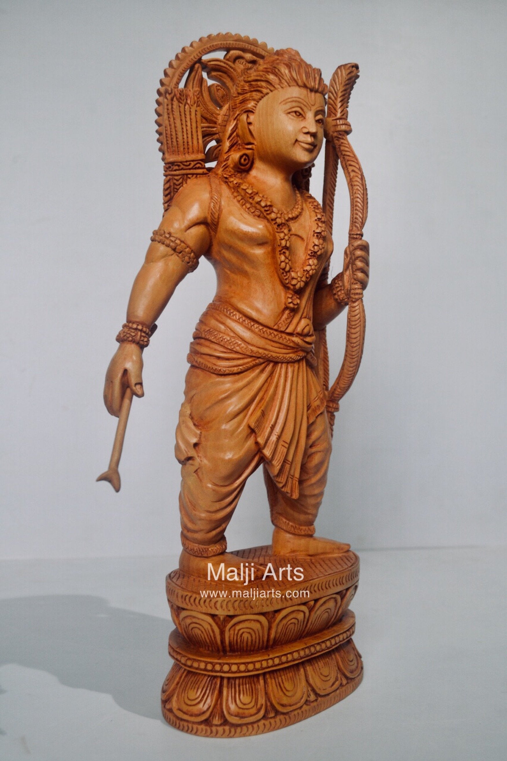 Wooden Ayodhya Temple Rama Statue - Malji Arts