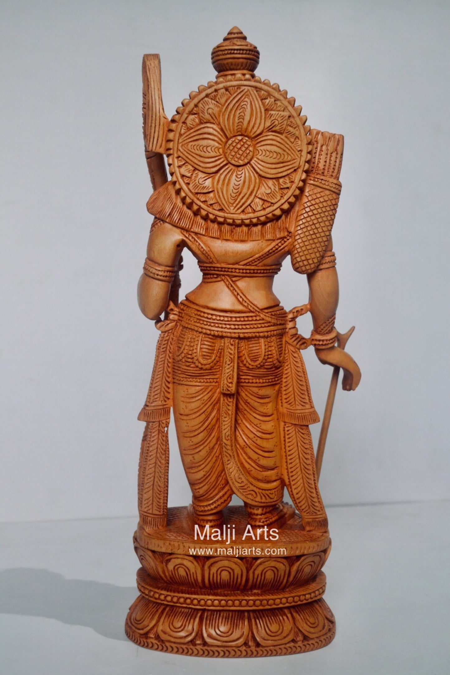 Wooden Lord Shri Rama Statue of Ayodhya Temple fine Carving - Malji Arts