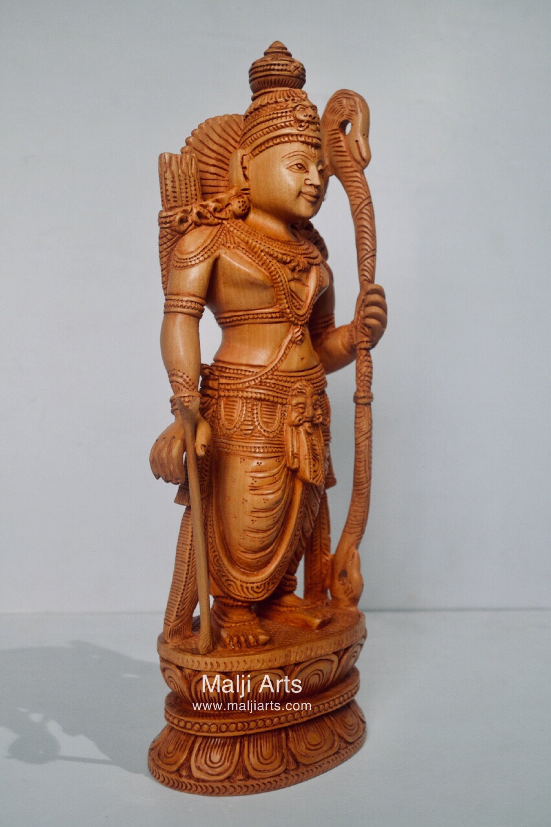 Wooden Lord Shri Rama Statue of Ayodhya Temple fine Carving - Malji Arts