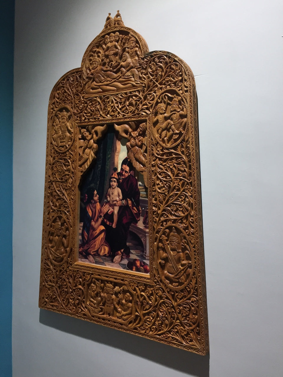 Sandalwood Rare Hand Carved Frame wall hanging artwork - Malji Arts