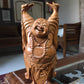 Sandalwood Carved Happy Man Laughing Buddha Statue - Malji Arts