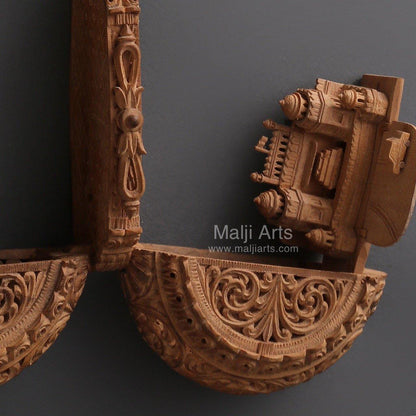 Sandalwood Carved Pocket Watch Showpiece - Malji Arts