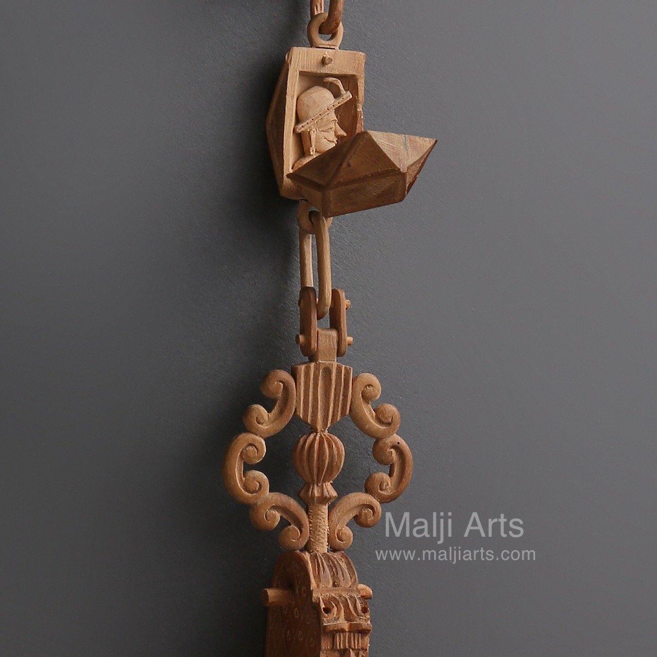 Sandalwood Carved Pocket Watch Showpiece - Malji Arts