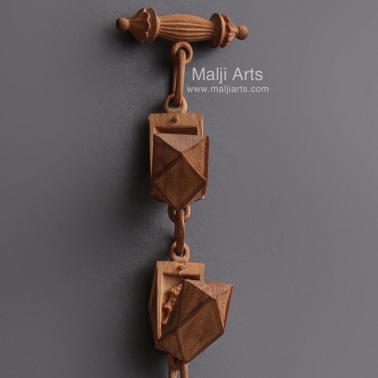 Sandalwood Carved Pocket Watch Showpiece - Malji Arts