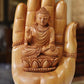 Sandalwood handmade Buddha statue in palm collectible Home Decor Gift - Malji Arts