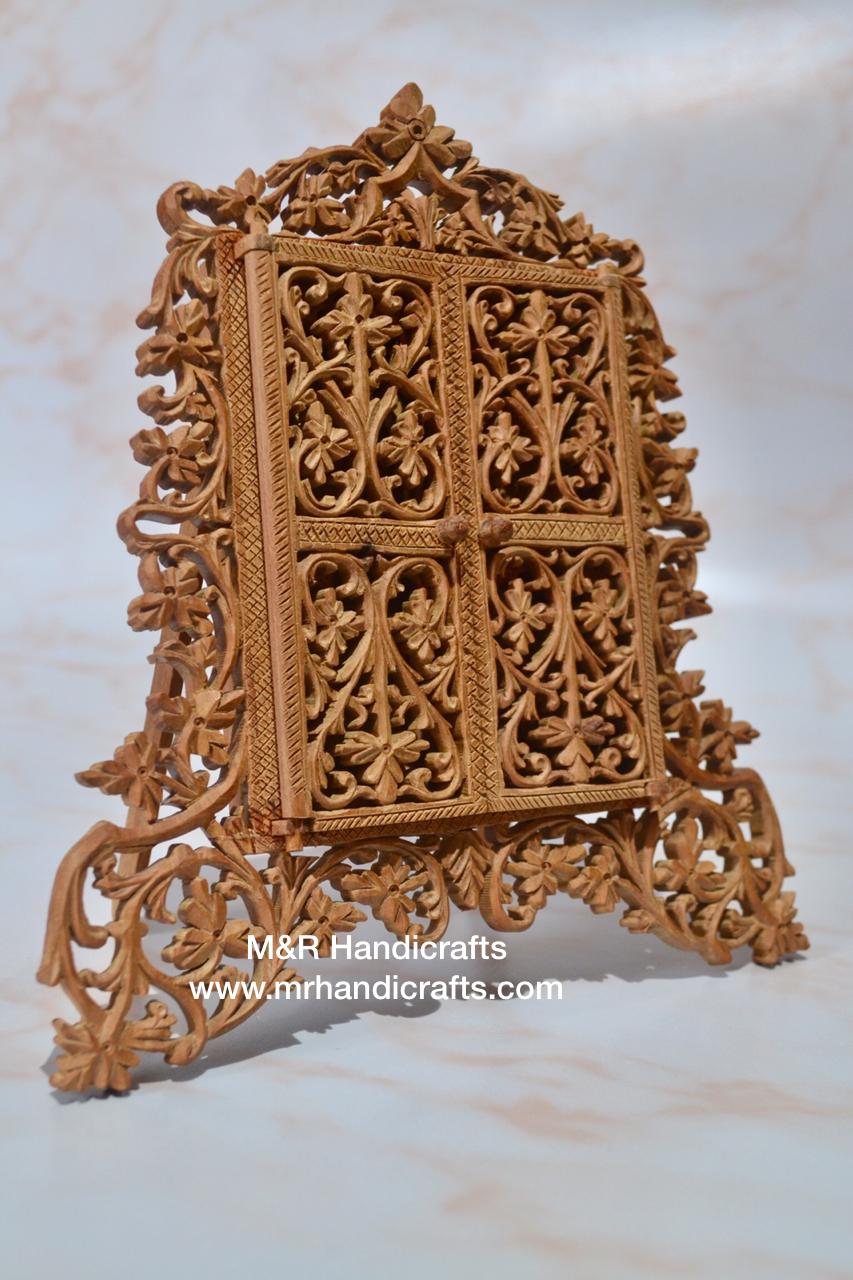 Sandalwood Fine Carved Frame or Hindu God Temple - Malji Arts