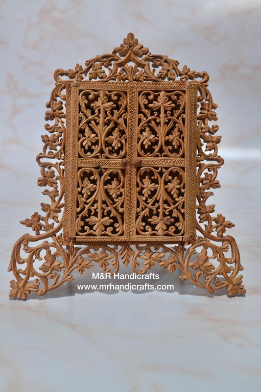 Sandalwood Fine Carved Frame or Hindu God Temple - Malji Arts