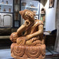 Wooden Smiling Buddha Resting Statue - Malji Arts