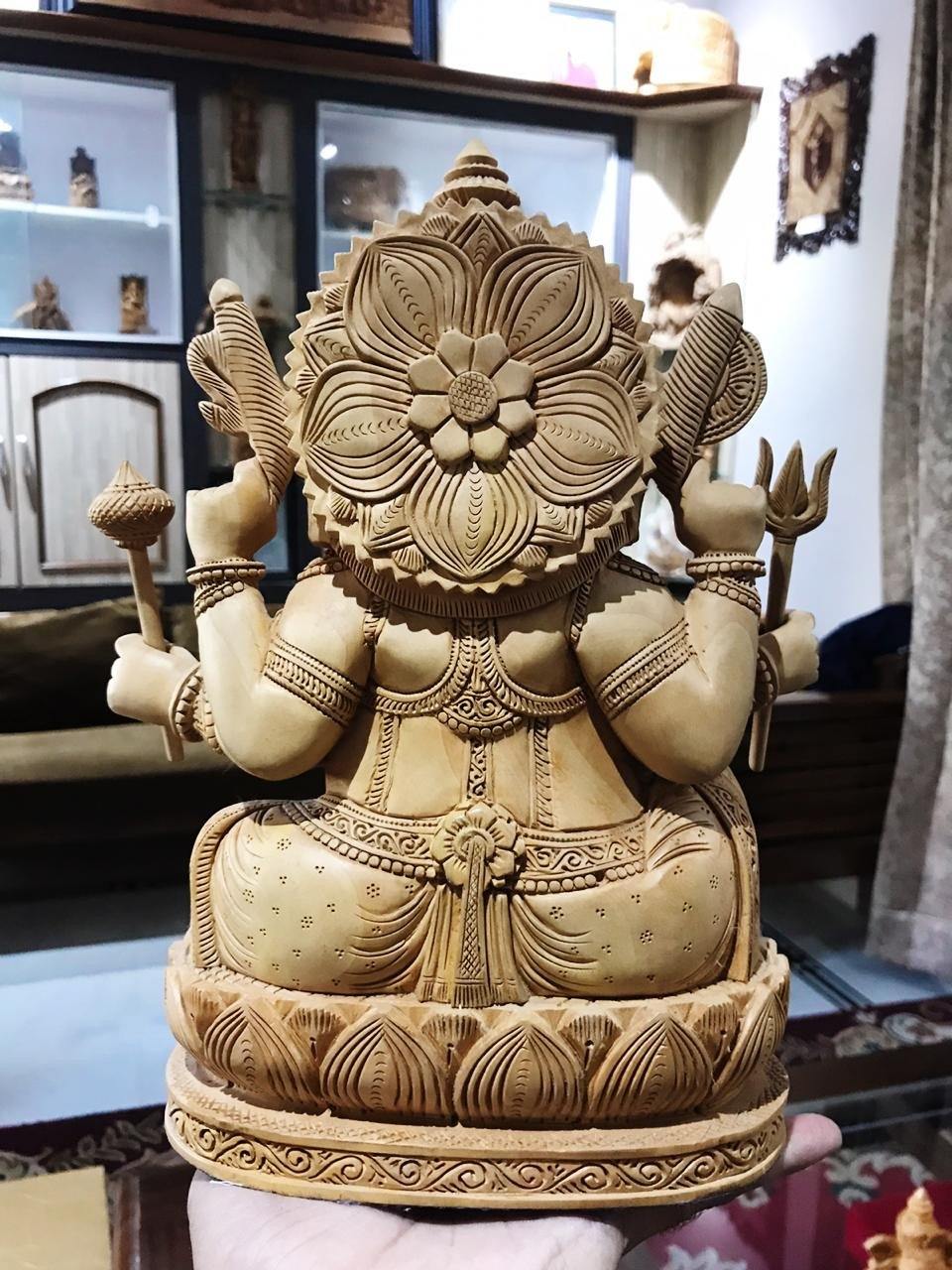 6 Hands Ganesha Sitting Fine Carved Statue - Malji Arts