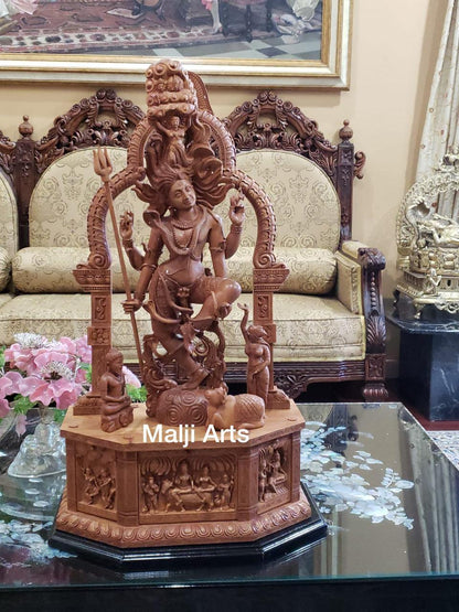 Sandalwood Carved Dancing Shiva Statue - Malji Arts