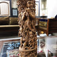 Sandalwood Carved Lord Krishna Statue Collective Art Piece - Malji Arts