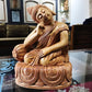 Wooden Smiling Buddha Resting Statue - Malji Arts