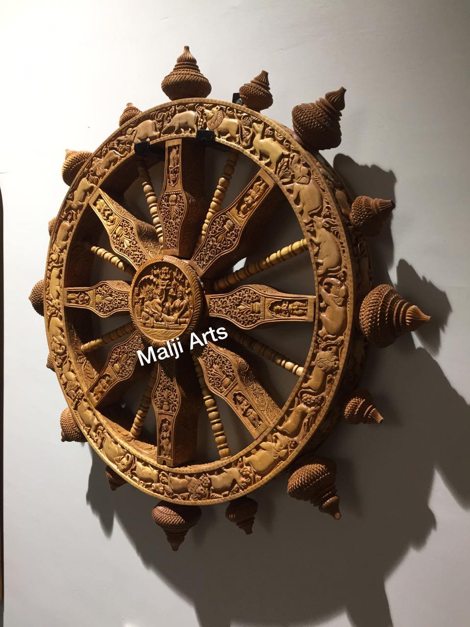 Sandalwood Dharam CHAKRA Rare Wall Hanging Artwork - Malji Arts