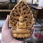 Wooden buddha meditation on leaf fine carved statue - Malji Arts