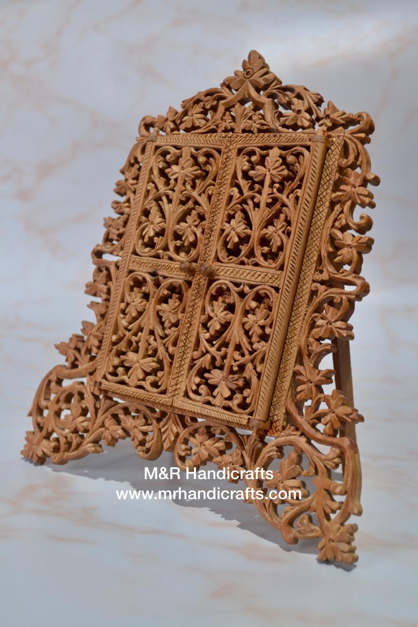 Sandalwood Fine Carved Frame or Hindu God Temple - Malji Arts