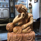 Wooden Smiling Buddha Resting Statue - Malji Arts