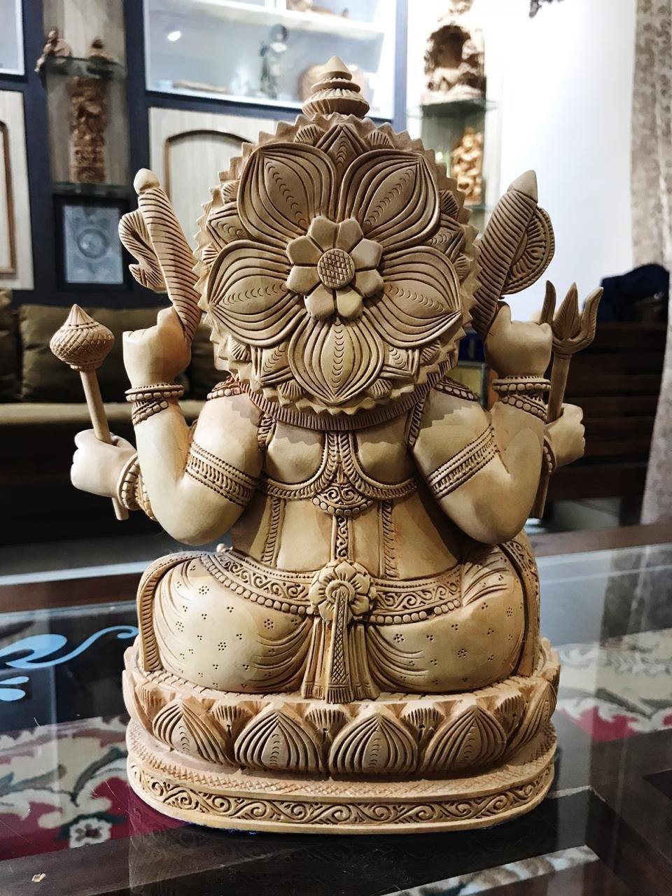 6 Hands Ganesha Sitting Fine Carved Statue - Malji Arts