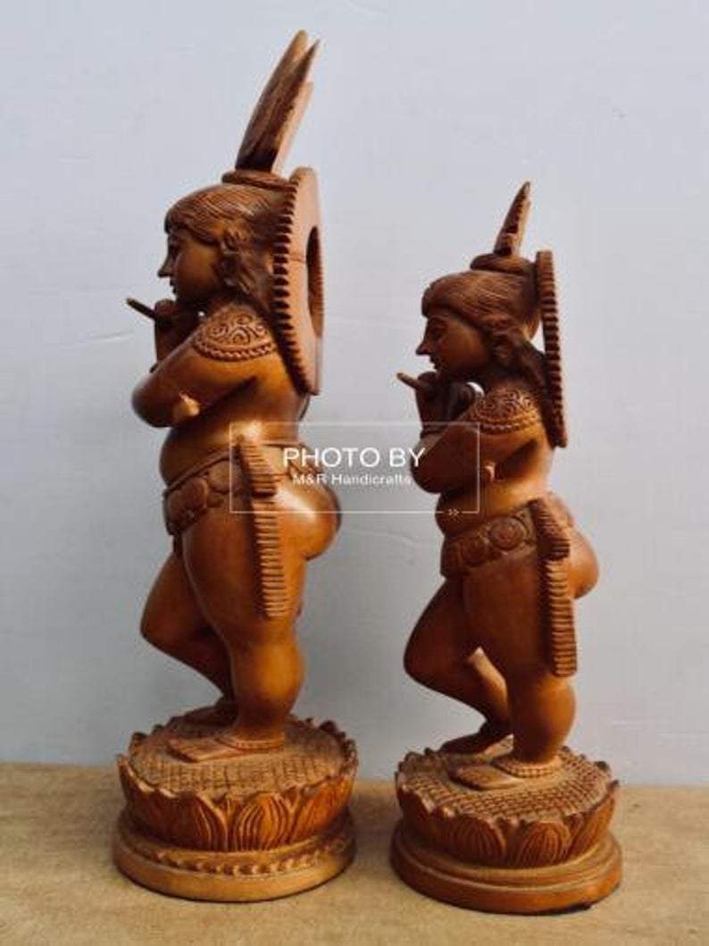 Sandalwood Antique Baby Krishna 2 Pieces Pair - Malji Arts