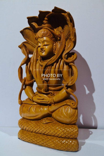 Wooden Fine Hand Carved Shiva Meditation Sitting Posture - Malji Arts