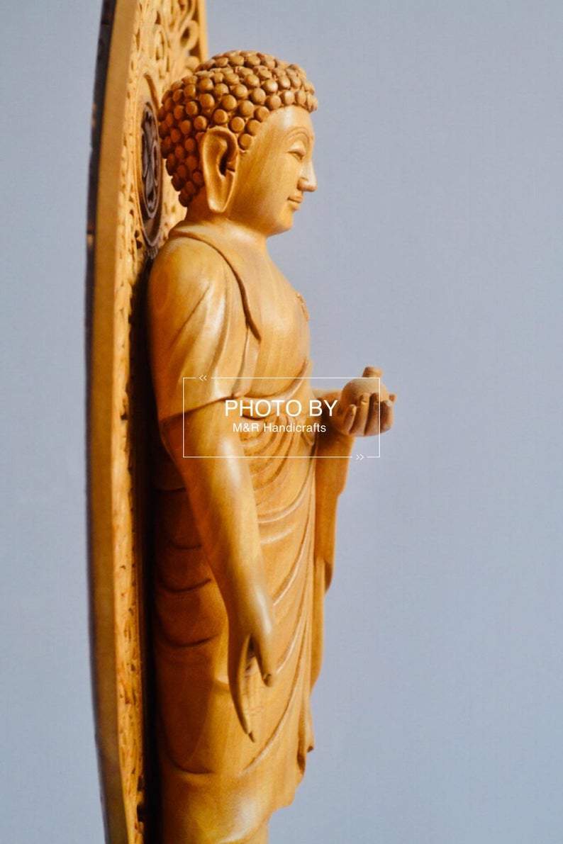 Wooden Hand Carved Chinese Walking Buddha - Malji Arts