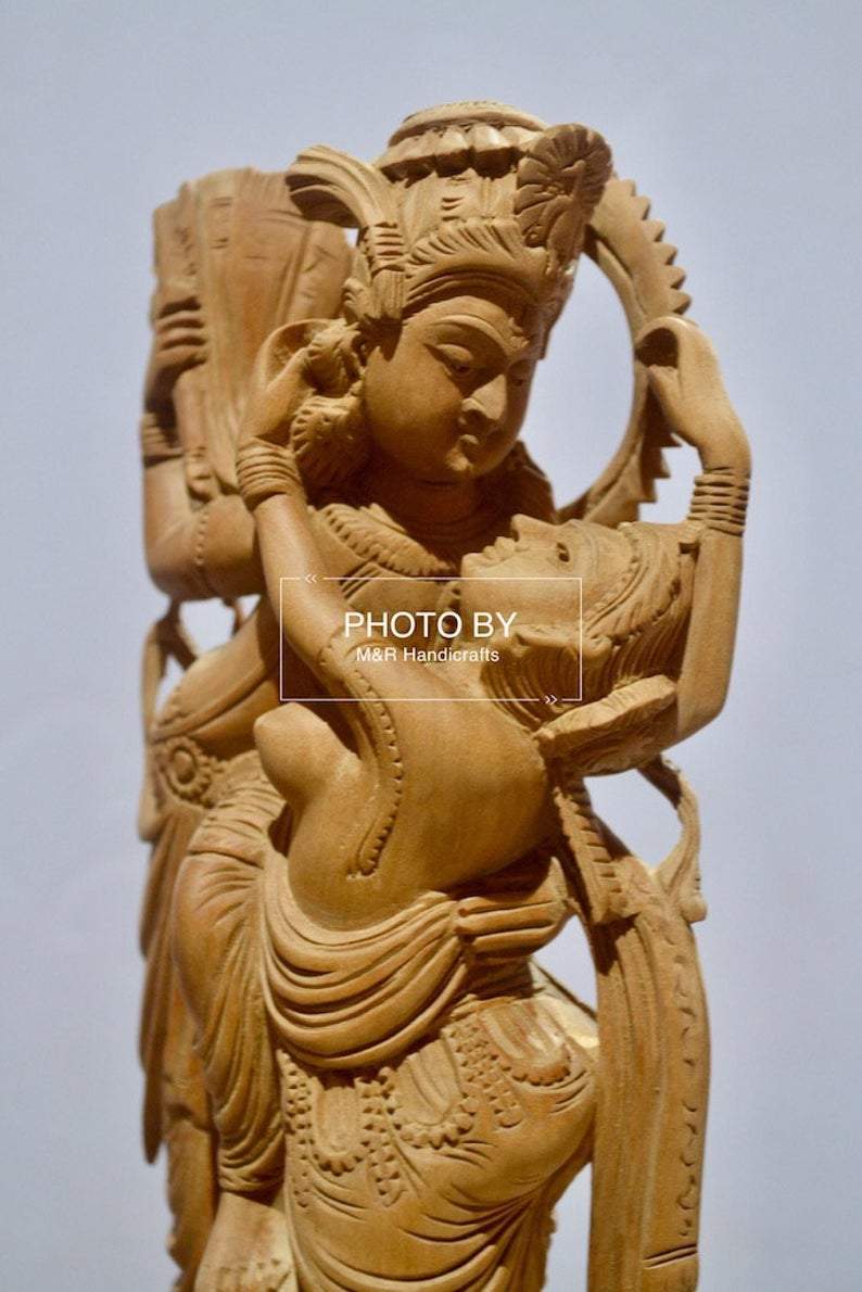 Collective Sandalwood Radha Krishna Love Scene Statue - Malji Arts