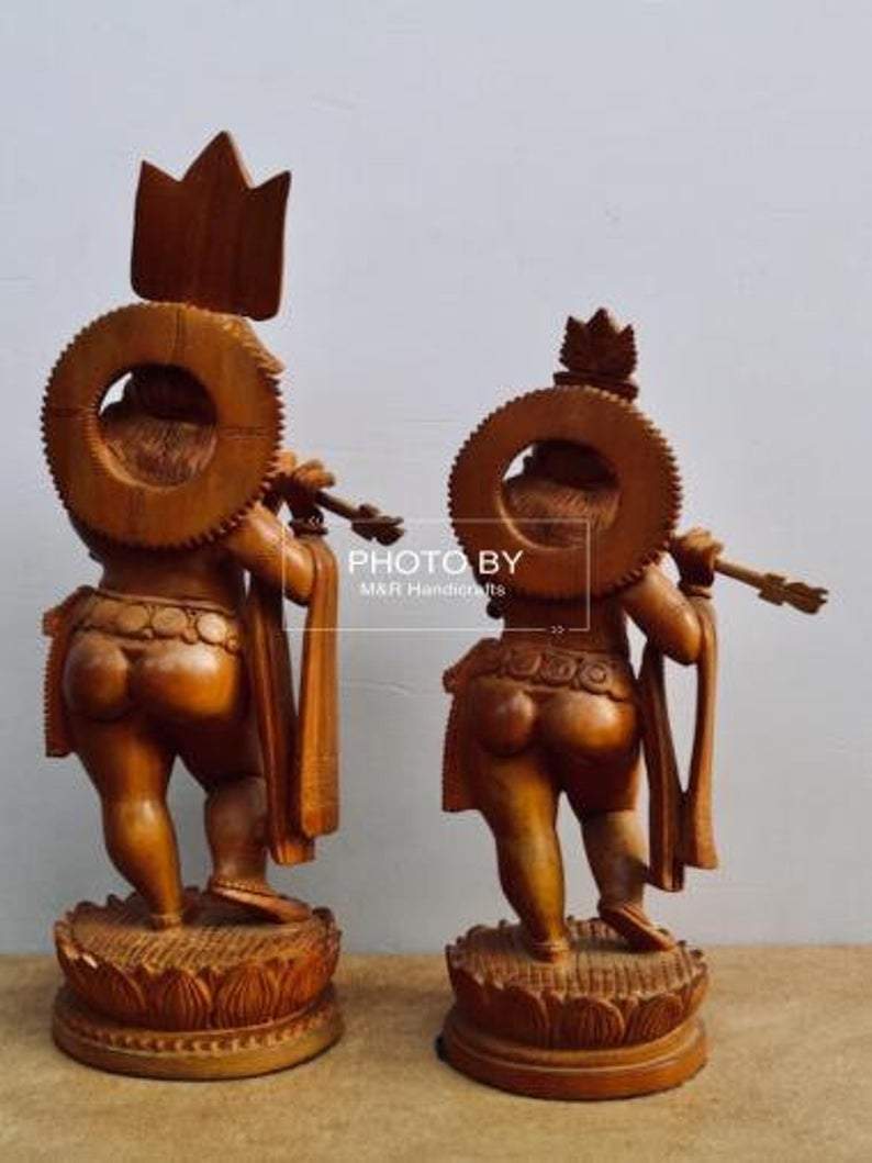 Sandalwood Antique Baby Krishna 2 Pieces Pair - Malji Arts