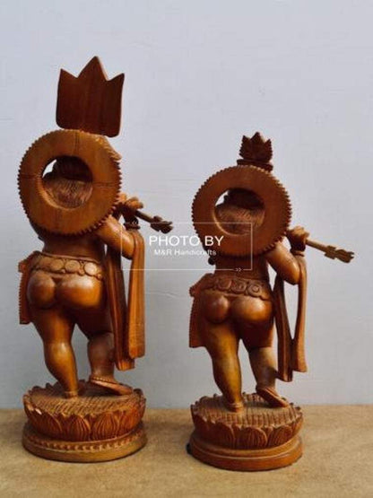 Sandalwood Antique Baby Krishna 2 Pieces Pair - Malji Arts