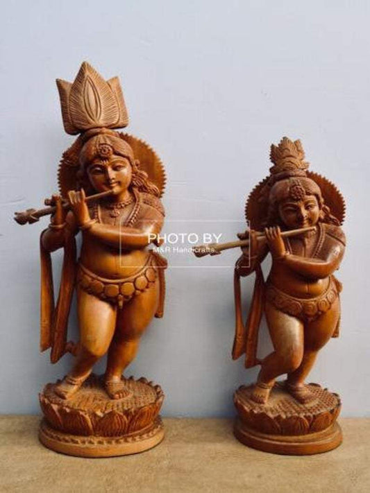 Sandalwood Antique Baby Krishna 2 Pieces Pair - Malji Arts