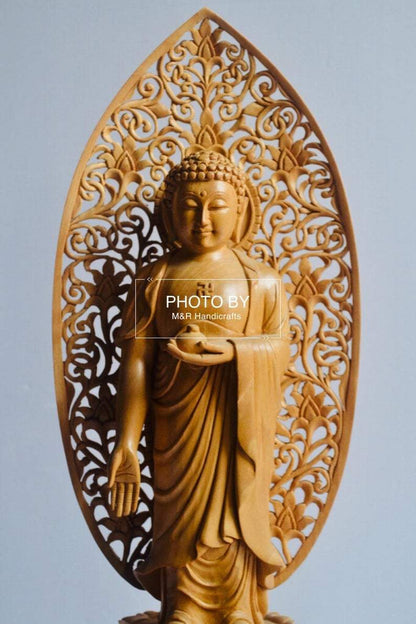 Wooden Hand Carved Chinese Walking Buddha - Malji Arts