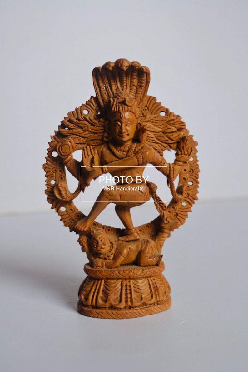 Sandalwood Beautifully Carved Small Natraja Statue - Malji Arts