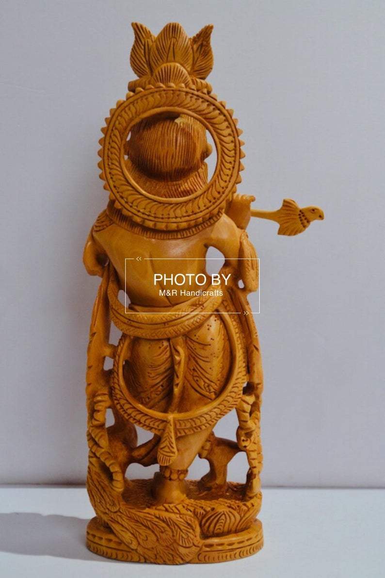 Wooden Hand Carved Baal Krishna Standing - Malji Arts