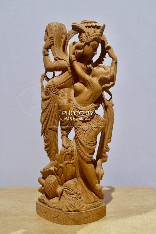 Collective Sandalwood Radha Krishna Love Scene Statue - Malji Arts