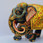 Wooden Fine Embossed Painted Elephant Statue - Malji Arts