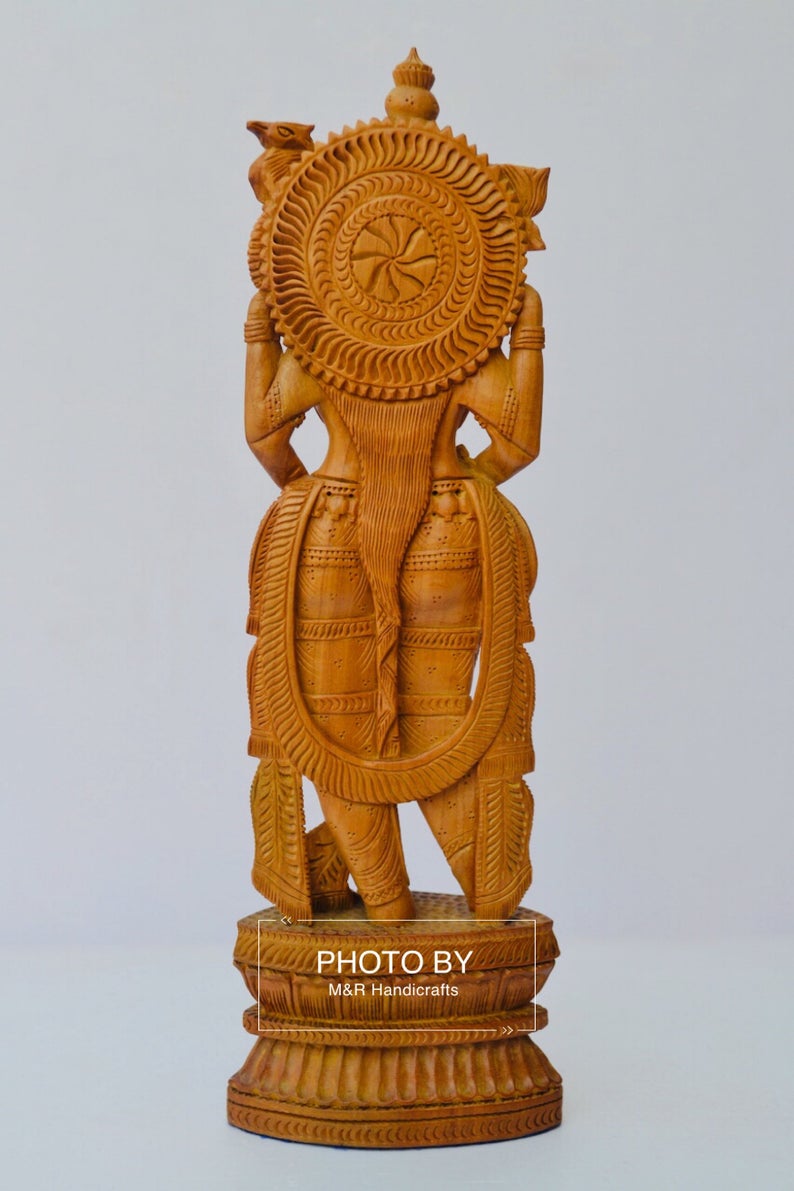 Sandalwood Beautifully Hand Carved goddess Saraswati Statue - Malji Arts