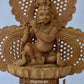 Sandalwood Carved Baby Krishna Statue with Unique Base - Malji Arts