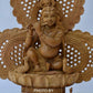 Sandalwood Carved Baby Krishna Statue with Unique Base - Malji Arts