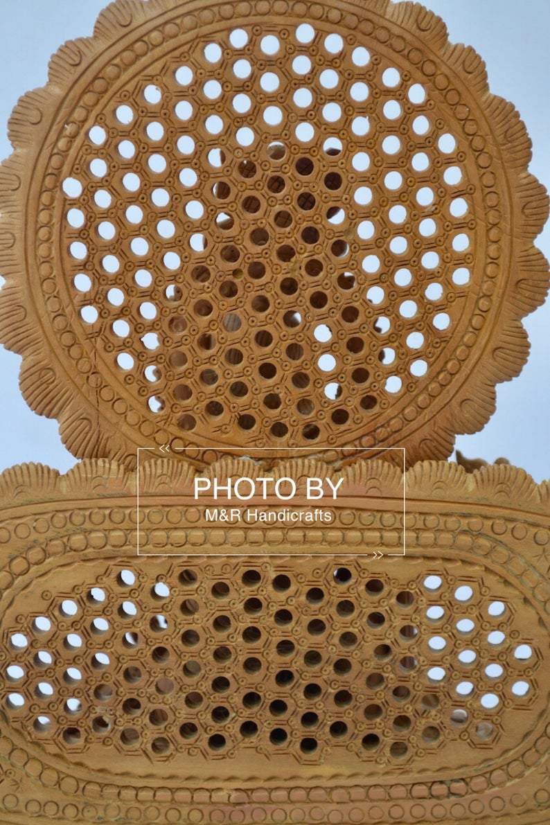 Sandalwood Carved Baby Krishna Statue with Unique Base - Malji Arts