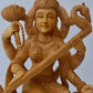 Beautifully Hand Carved Wooden Goddess Saraswati Statue - Malji Arts